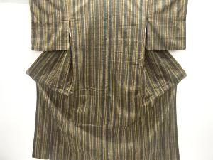 縞織り出し手織り真綿紬着物